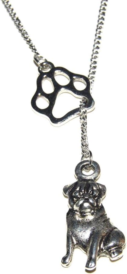 Hundepfote Anhänger und Bulldogge Anhänger mit Kette 50cm