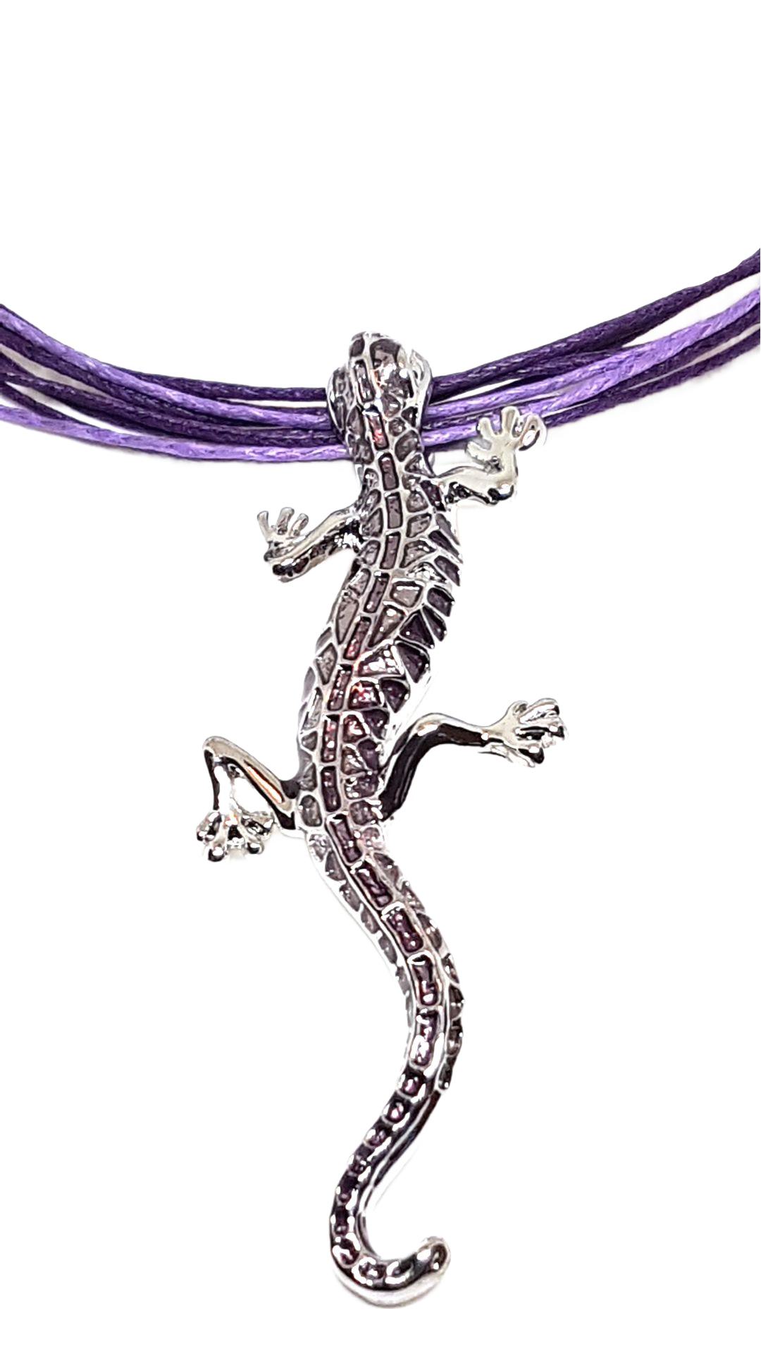 Gecko Schmuckset Anhänger mit Kette und Ohrstecker