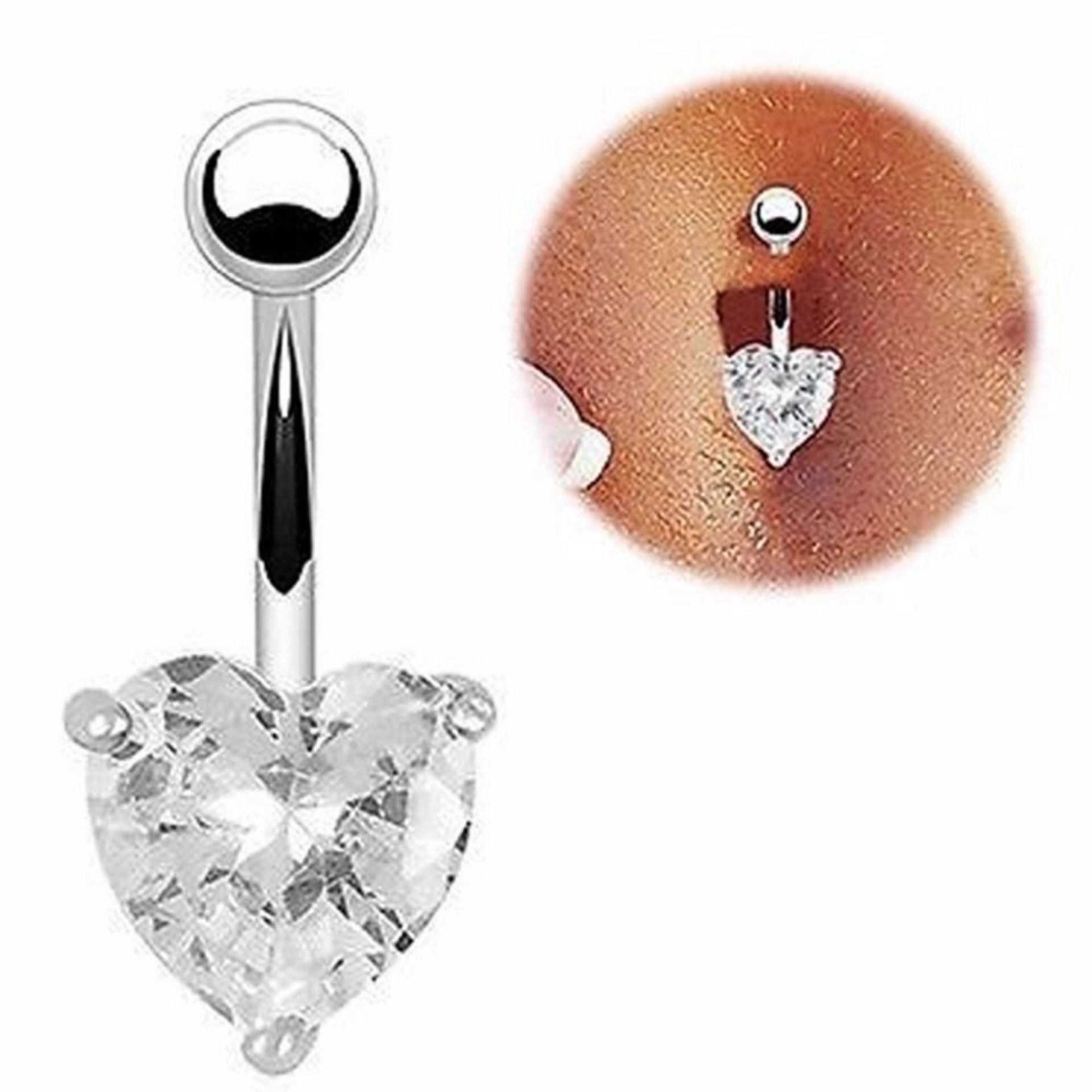 Herz Bauchnabelpiercing mit Zirkonia