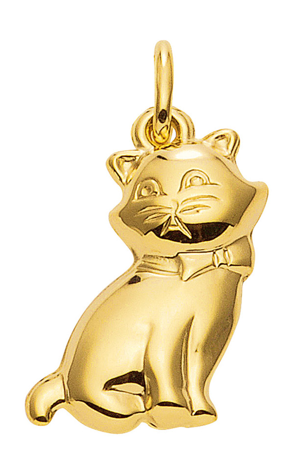 Katze Anhänger, Kettenanhänger aus 333 Gold