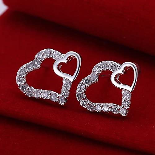 Herz Ohrstecker mit Strass bestückt 925 Silber