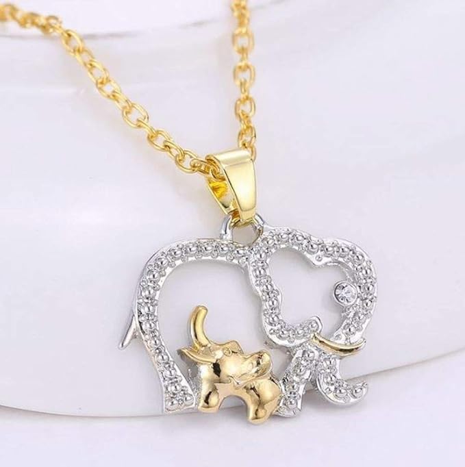 Kette mit Elefanten und Baby Elefanten Multicolor