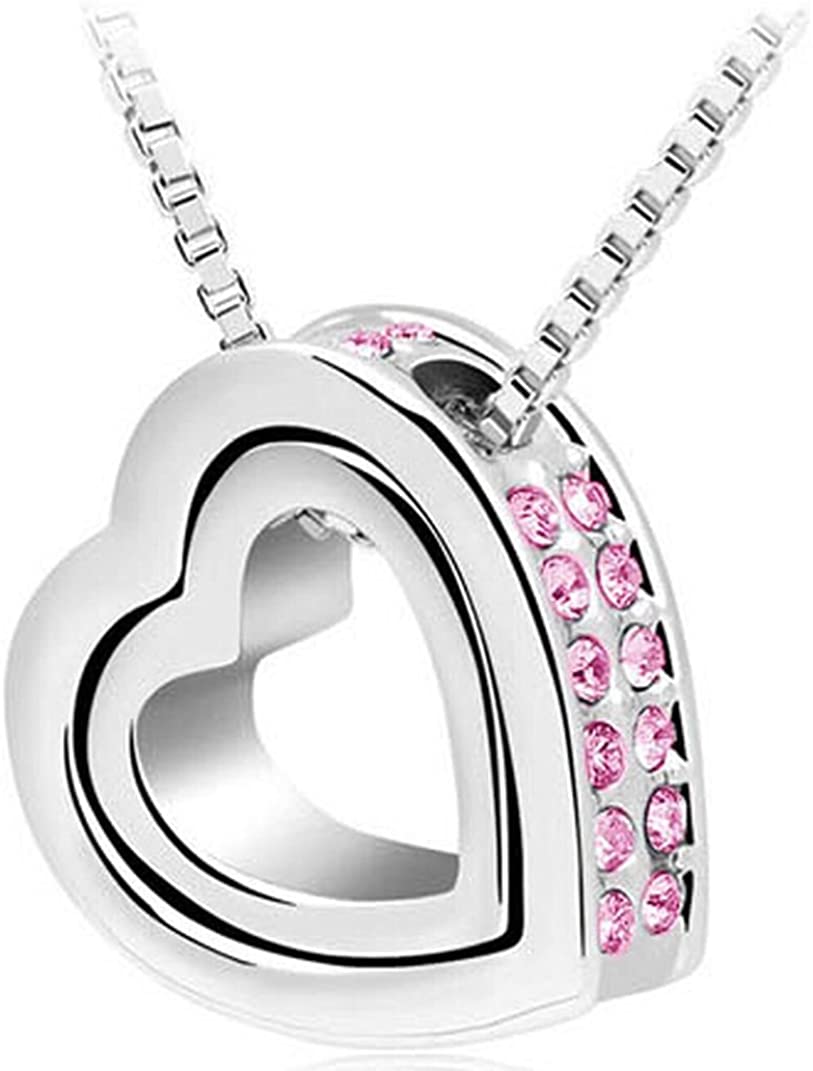 Herz Kette mit Rose Kristallen 18K vergoldet 40cm + 5cm