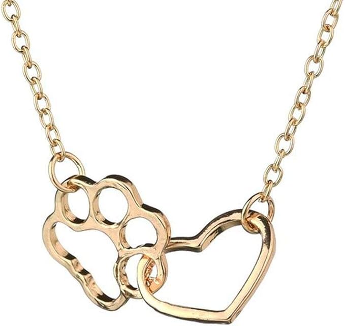 Hundepfoten und Herz mit Kette / Hundeliebhaber