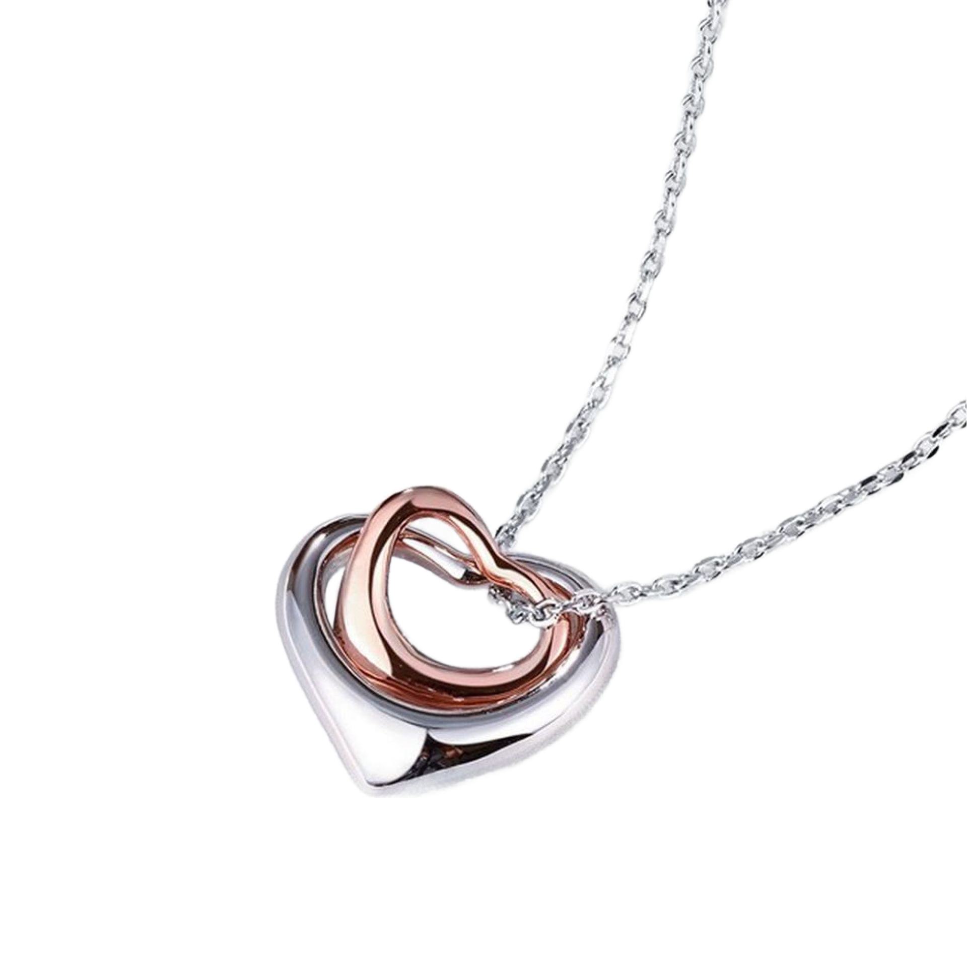 Doppel Hez Anhänger mit Zirkonia und Kette 18K Rose und Weißgold vergoldet