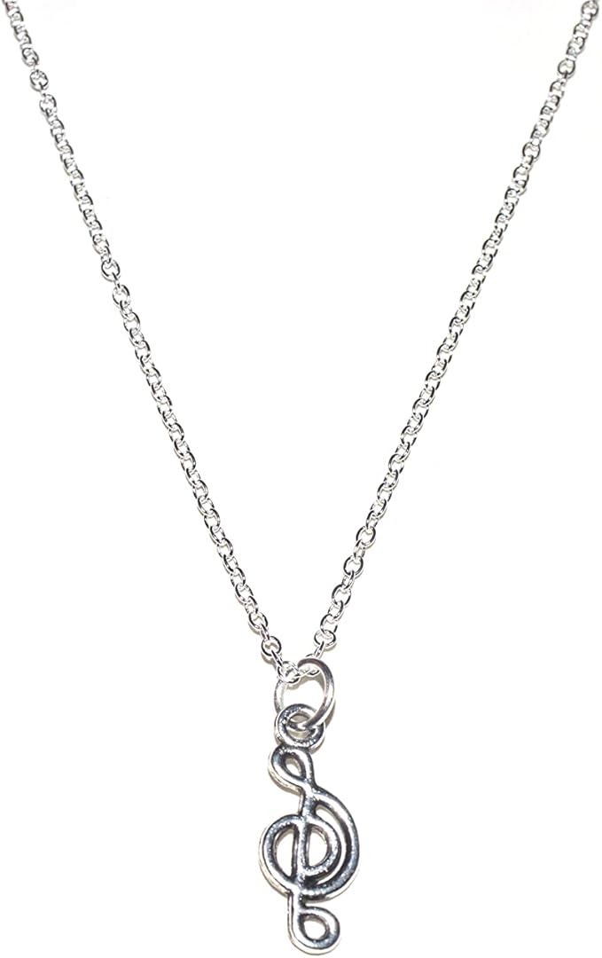 Notenschlüssel / Note Anhänger mit Silber Kette 45cm