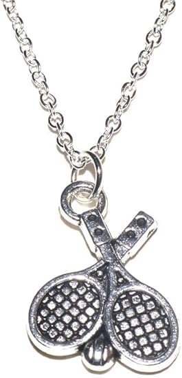 Tennisschläger Anhänger mit Silber Kette 60cm