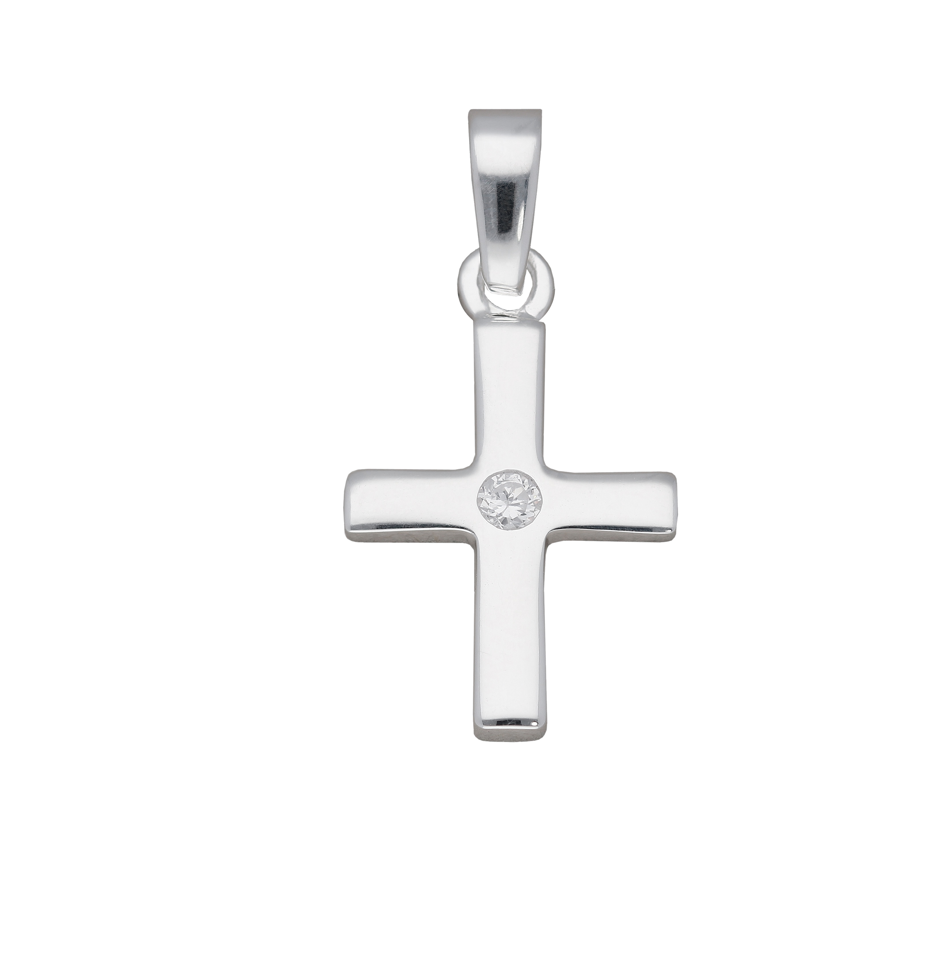Anhänger Kreuz 925 Sterling Silber mit Zirkonia Kreuzanhänger rhodiniert