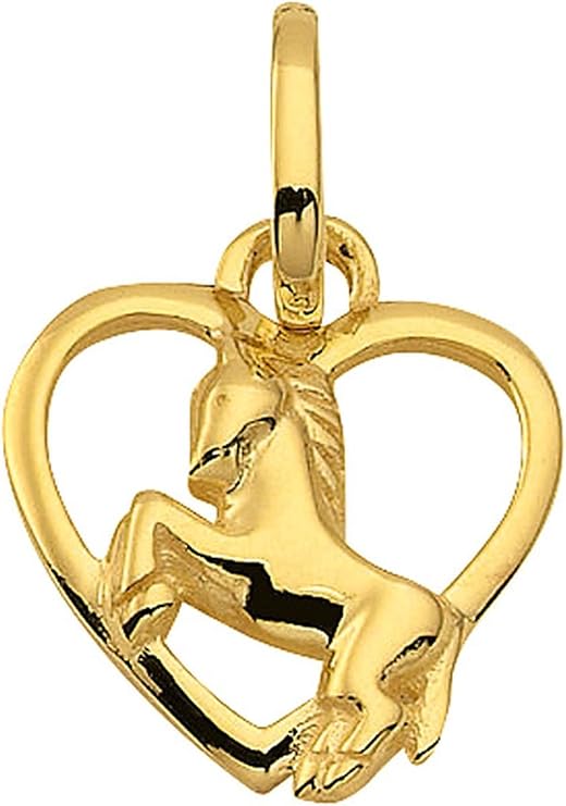 Herz Anhänger, Kettenanhänger mit Pferd aus 333 Gold 8 Karat