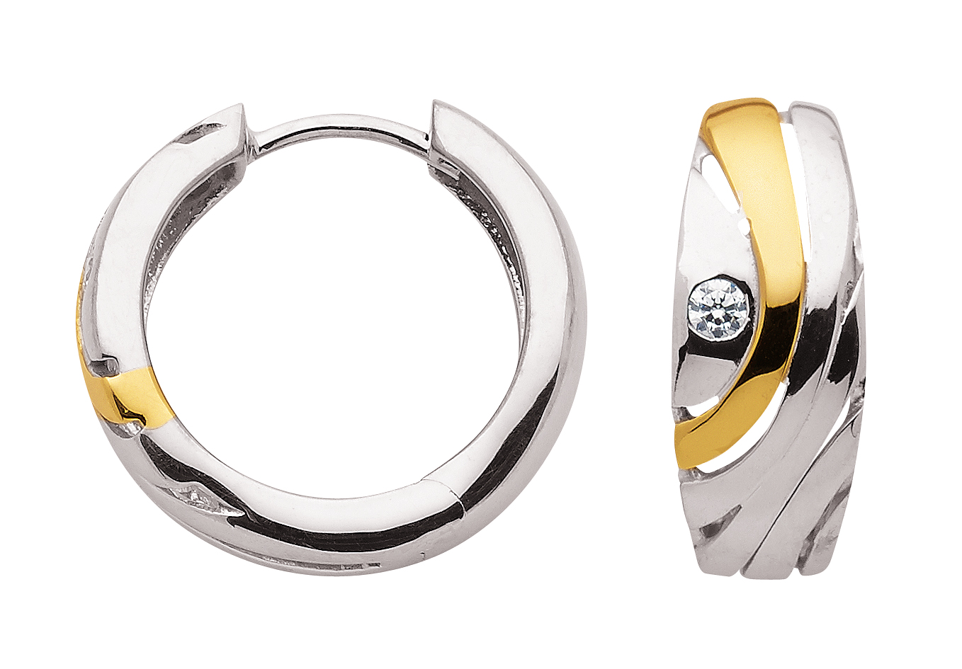 Creolen Bicolor mit Zirkonia aus 925 Sterling Silber