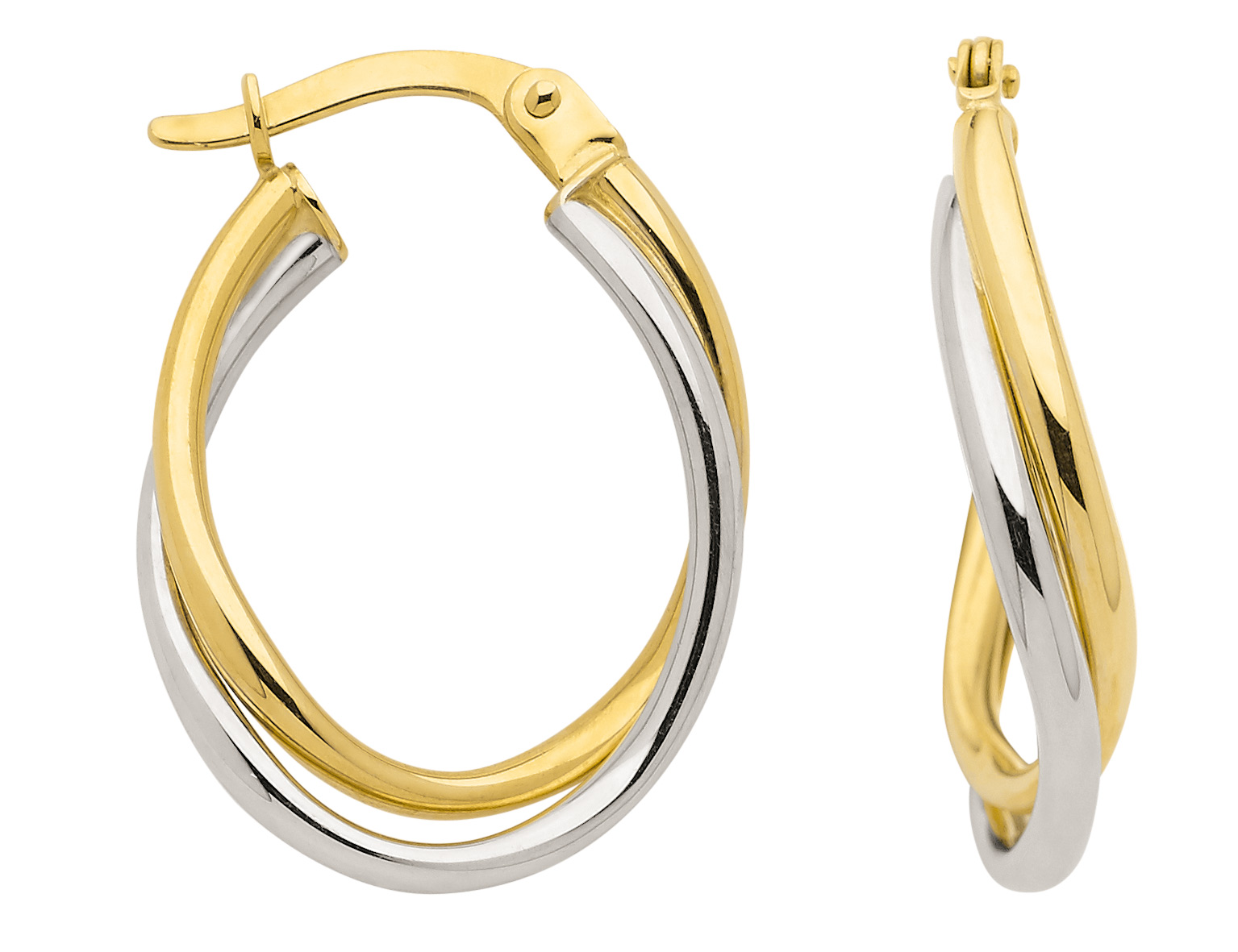 Geschwungene Creolen bicolor aus 333 Gold außergewöhnliche Form