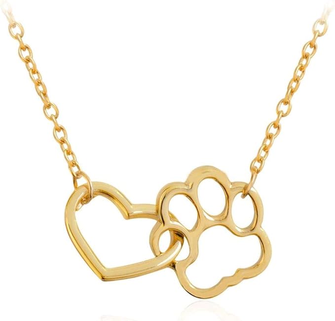 Hundepfoten und Herz mit Kette / Hundeliebhaber
