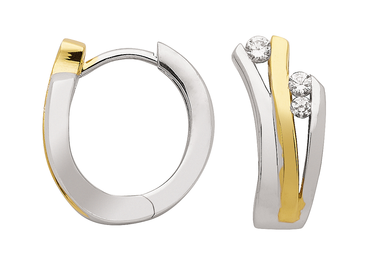 Creolen Bicolor mit Zirkonia aus 925 Sterling Silber