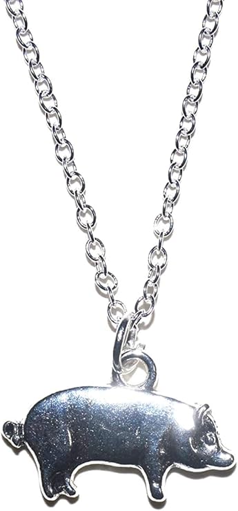 Schwein/Glücksschwein Anhänger mit Silber Kette 60cm