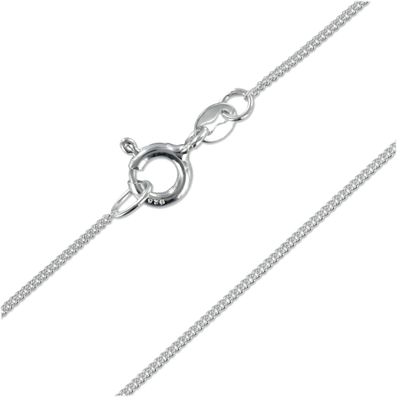 Panzerkette 0.9mm breit Echt Silber 925/000 rhodiniert 45cm