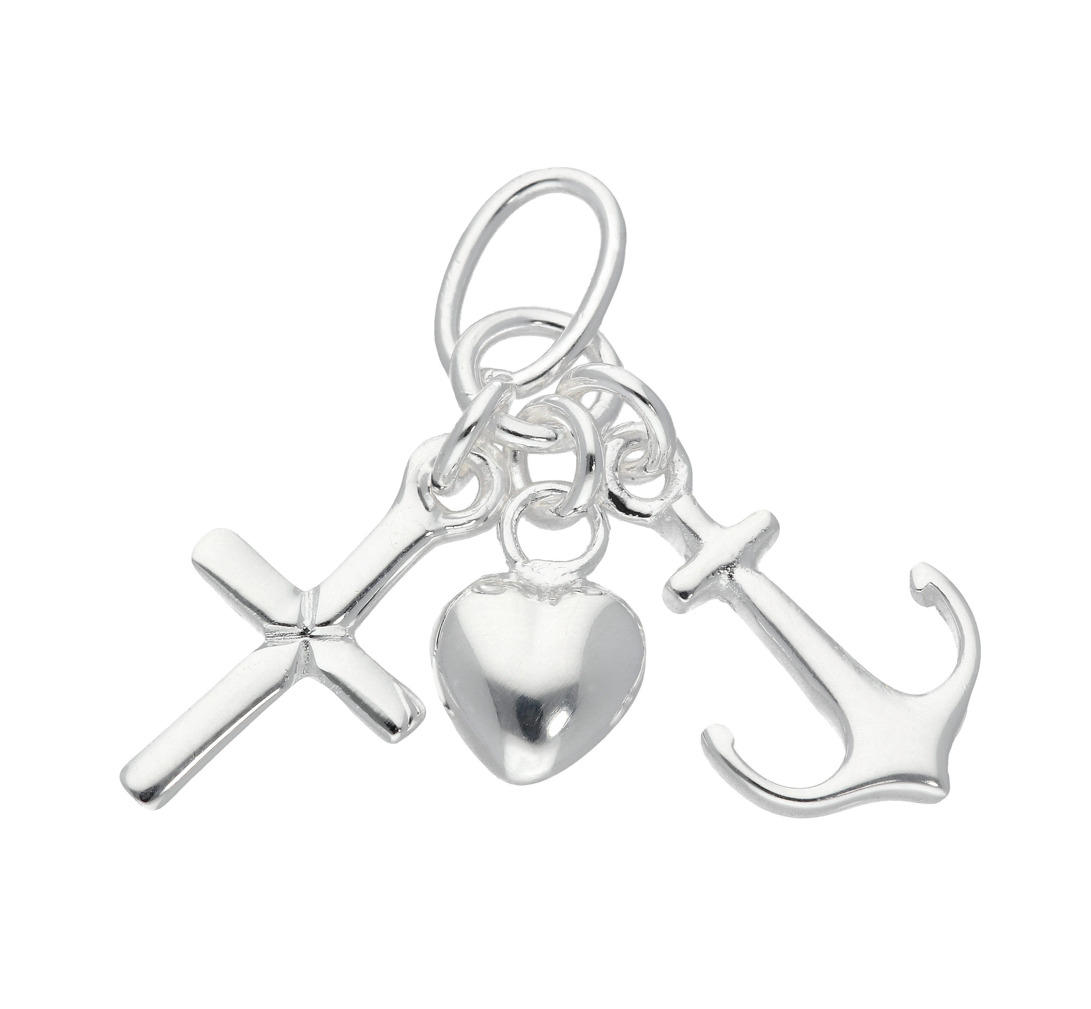 Glaube-Liebe-Hoffnung Anhänger, Kettenanhänger aus 925 Sterling Silber rhodiniert