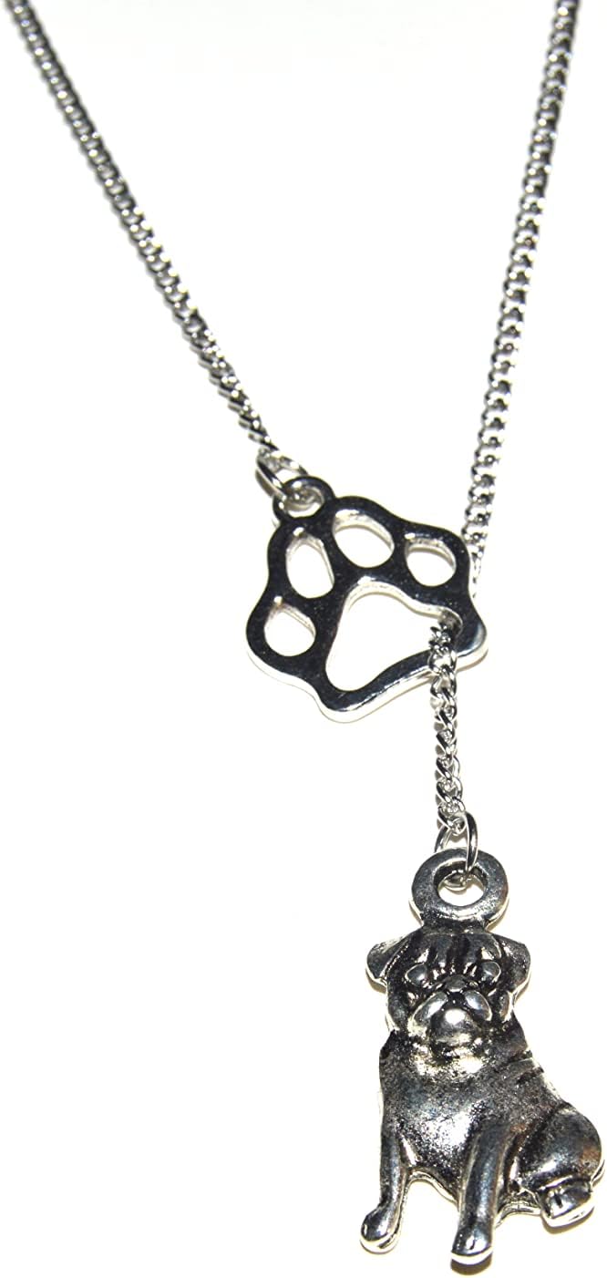 Hundepfote Anhänger und Bulldogge Anhänger mit Kette 50cm