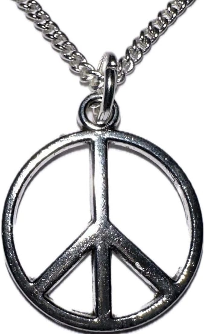 Peace Zeichen Anhänger mit Silber Kette 50cm