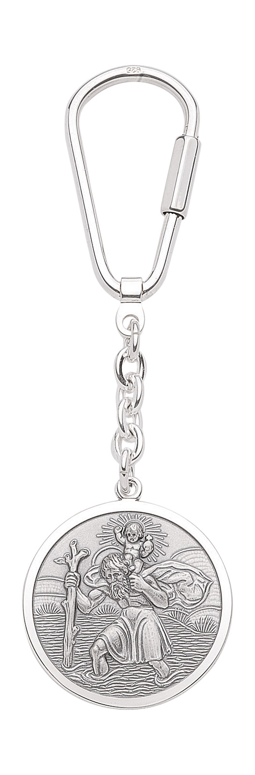 Christophorus Schlüsselanhänger aus 925 echt Silber Schutzpatron der Reisenden