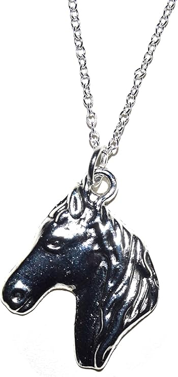 Pferde Kopf Anhänger mit Silber Kette 60cm