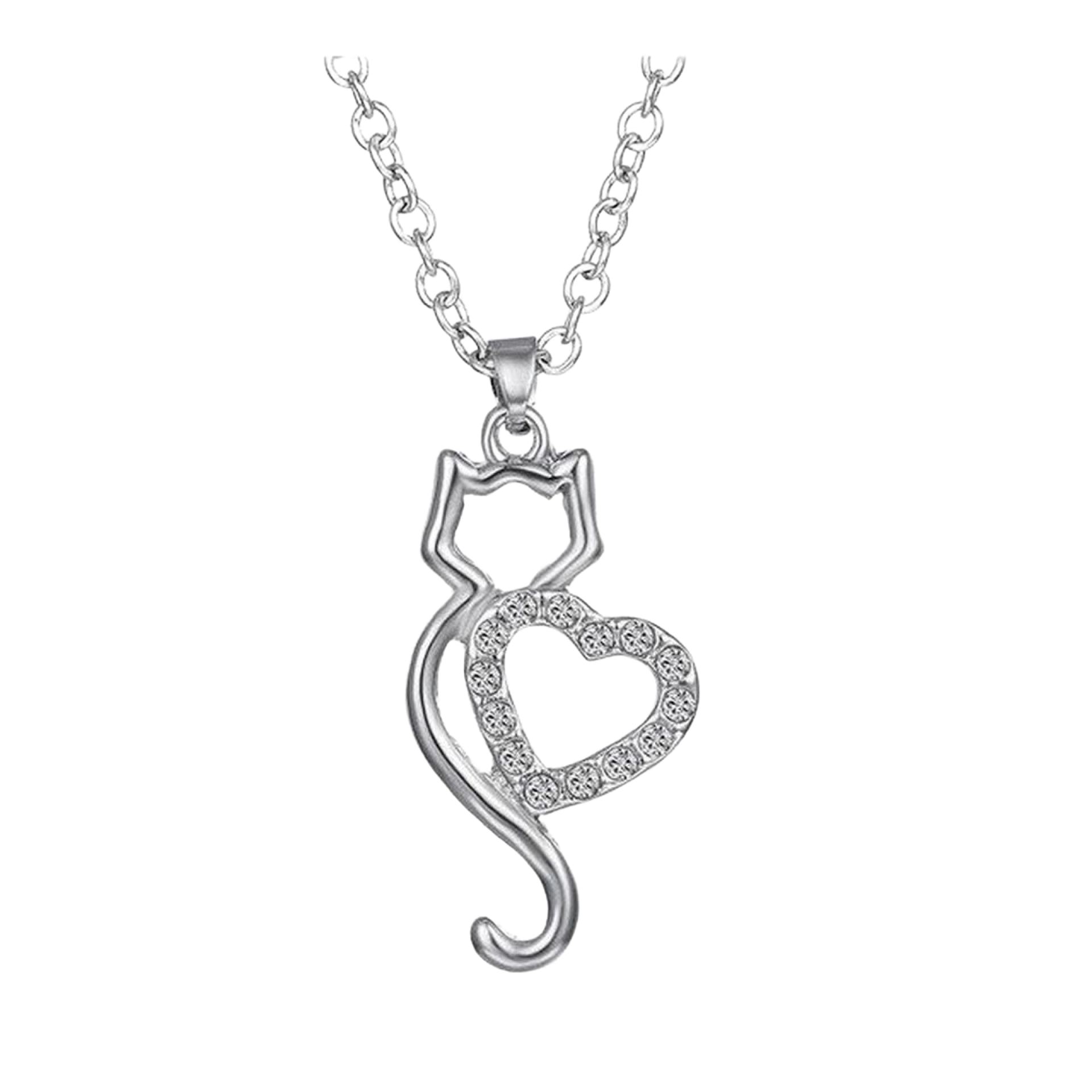 Katze mit Zirkonia und Kette
