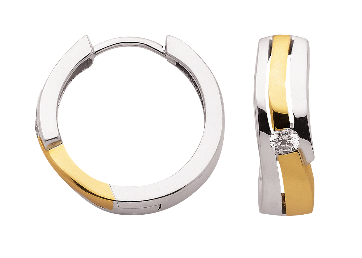 Creolen Bicolor mit Zirkonia aus 925 Sterling Silber