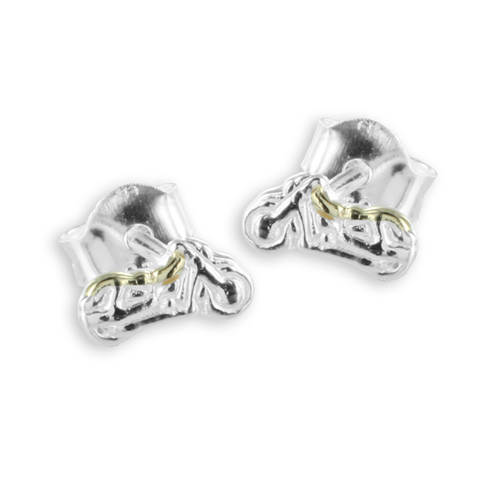 Motorrad Ohrstecker Bicolor aus 925 echt Silber