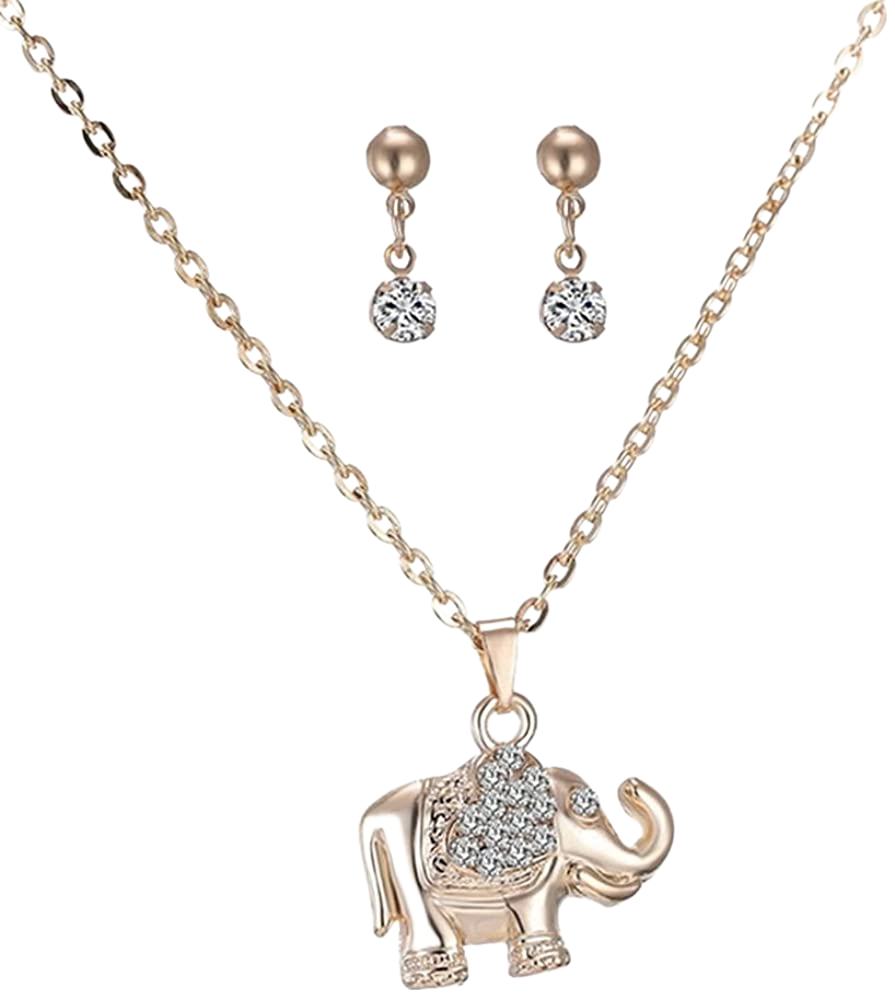 Schmuckset Kette mit Elefant Anhänger + Orstecker