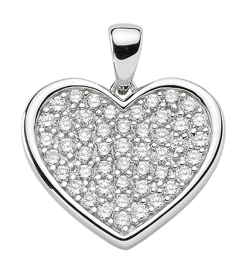 Herz Anhänger, Kettenanhänger mit Zirkonia aus 925 Sterling Silber