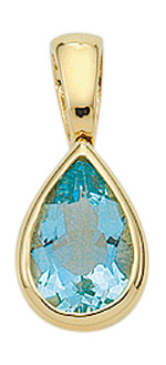 Gold Anhänger aus 585 Gelbgold mit Aquamarin