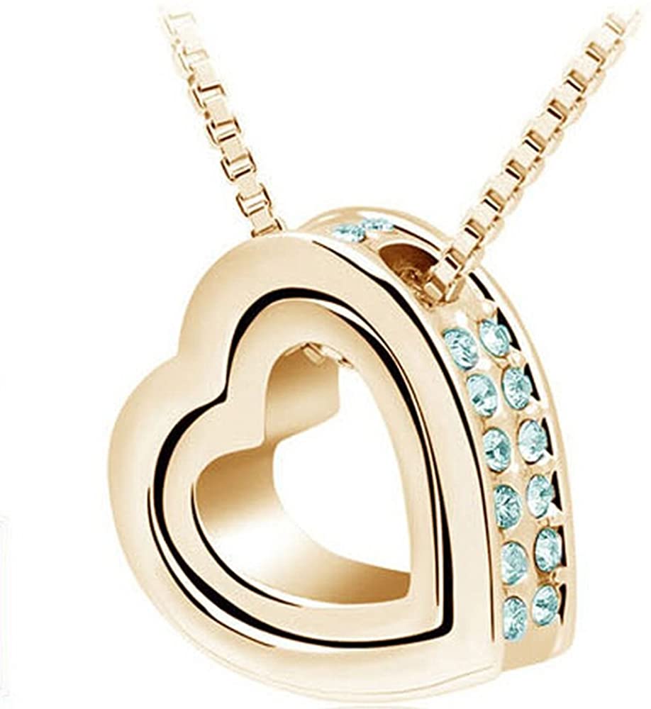 Herz Kette mit Türkis Kristallen 18K vergoldet 40cm + 5cm