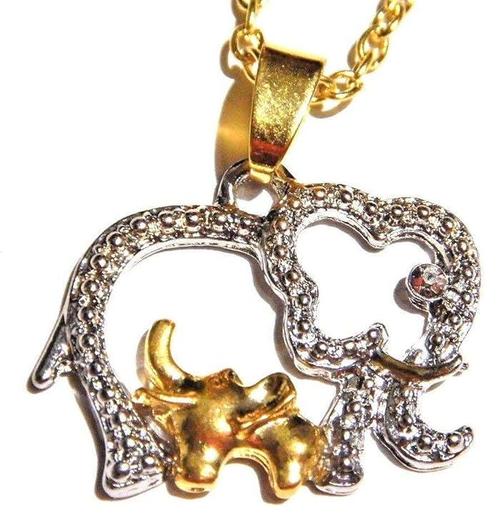 Kette mit Elefanten und Baby Elefanten Multicolor