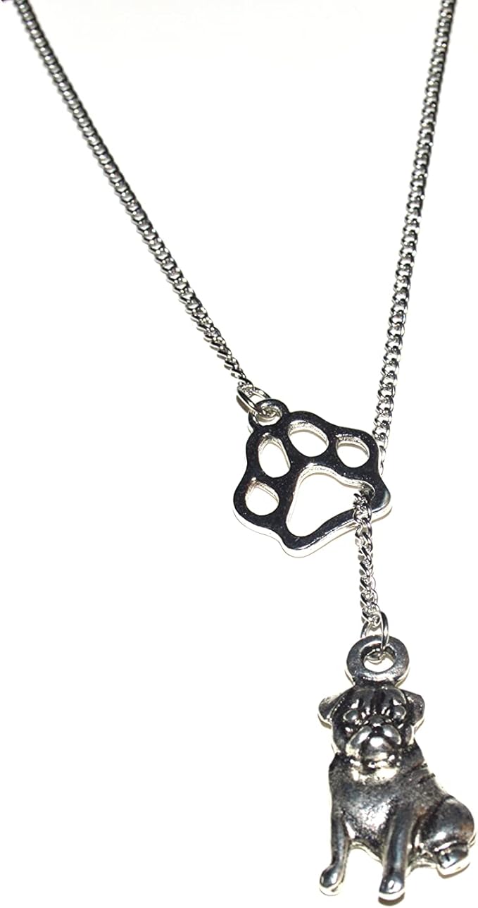 Hundepfote Anhänger und Bulldogge Anhänger mit Kette 50cm