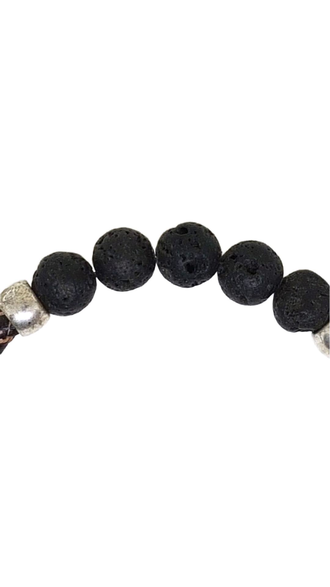 Armband aus echt Leder mit echten Lava Steinen von Lanzarote (Handarbeit)