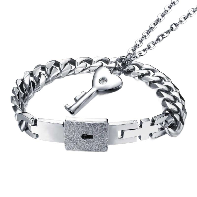 Partnerschafts Set Armband für Ihn Kette für Sie mit Schlüssel