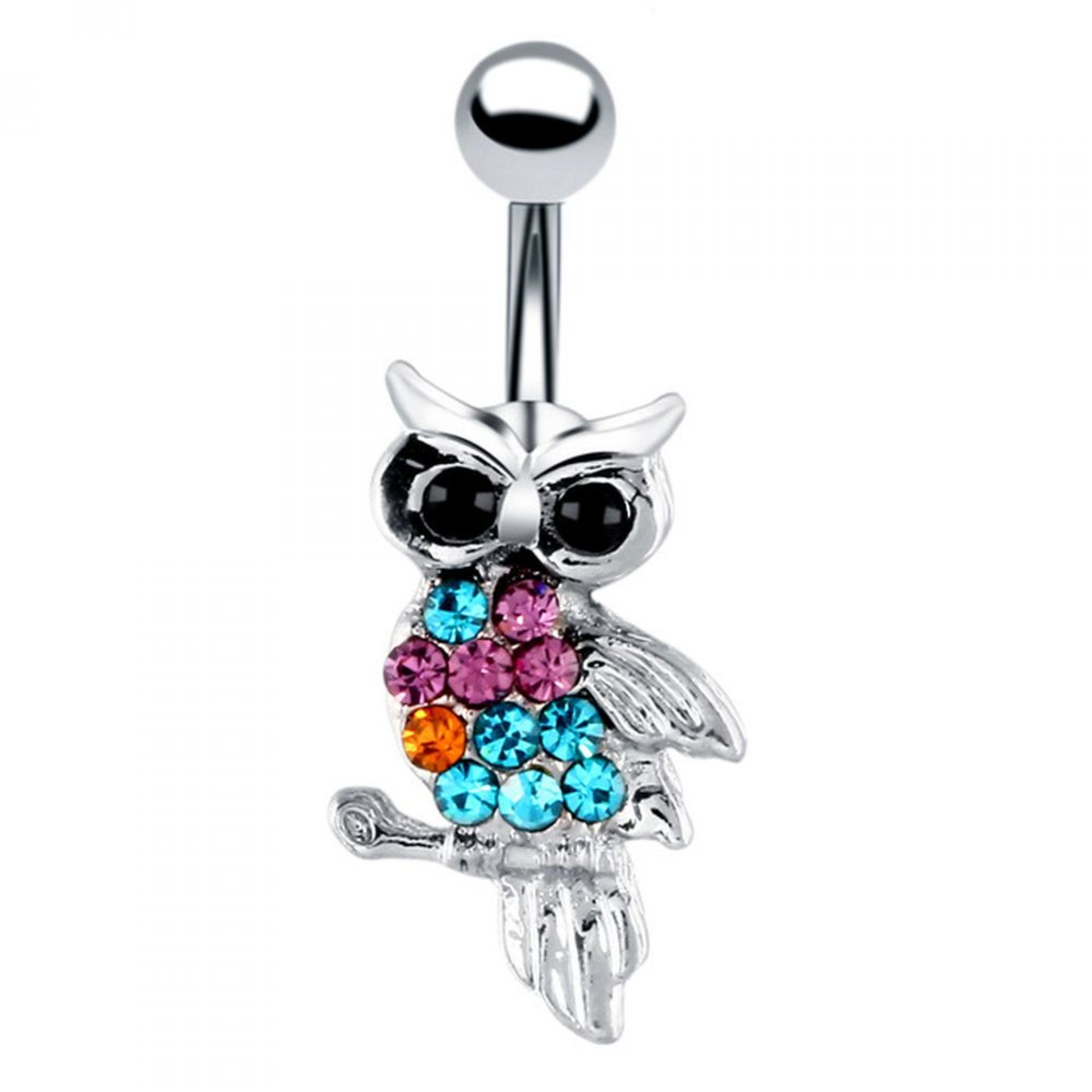 Eule Bauchnabelpiercing mit Zirkonia