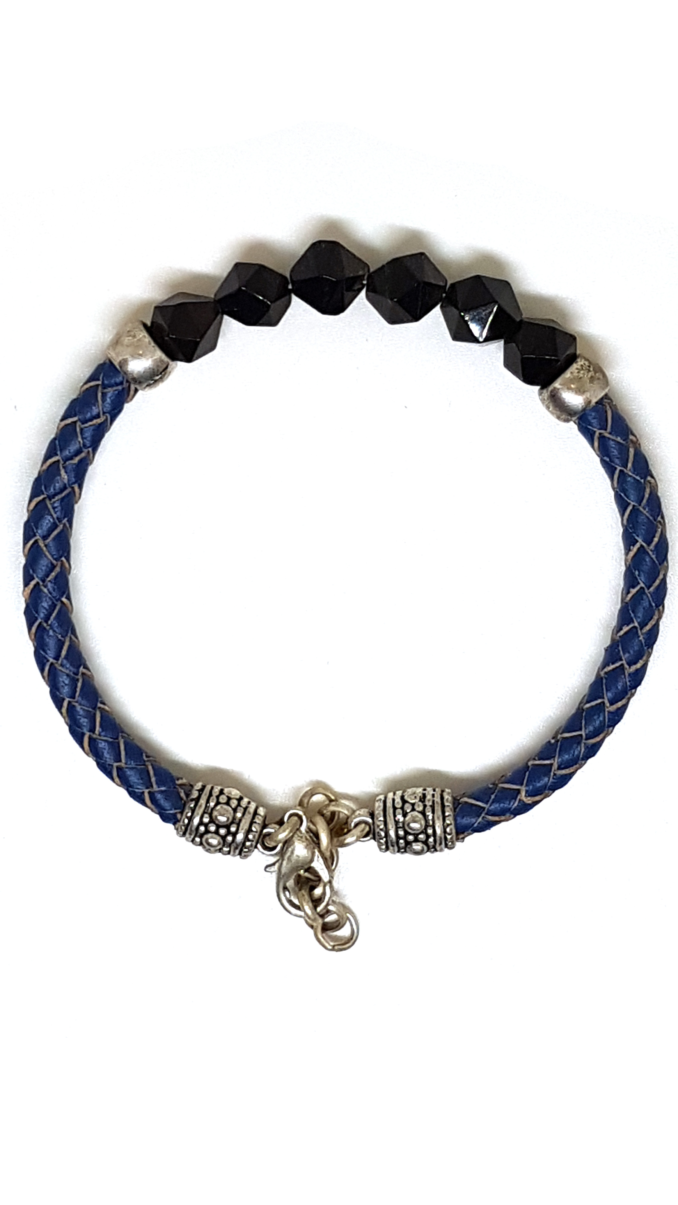 Armband aus echt Leder mit echten Onyx Steinen von Lanzarote (Handarbeit)