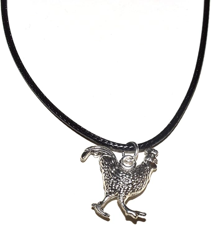 Huhn / Hahn Anhänger Anhänger mit Leder Kette