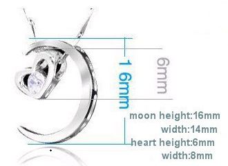 Herz Mond Halskette aus 925 Sterling Silber