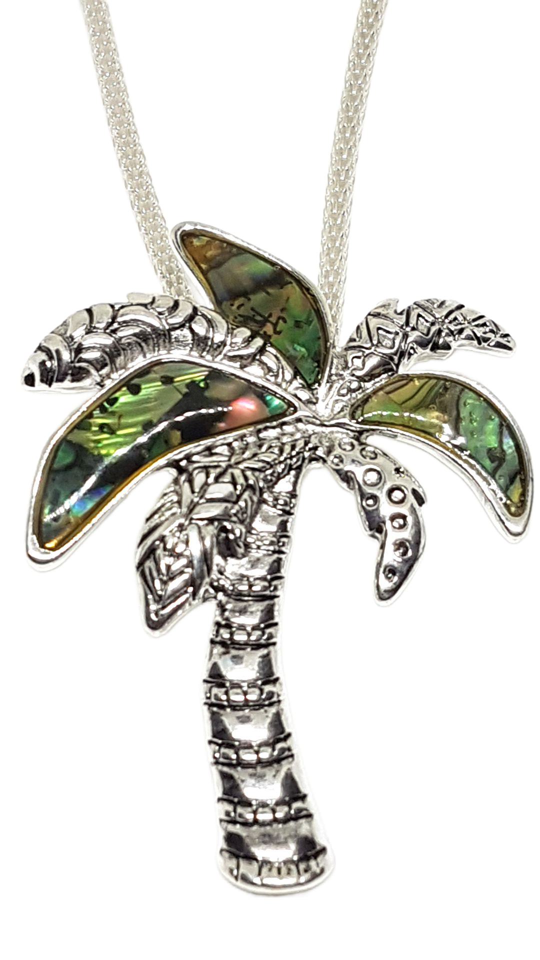 Palme Schmuckset Anhänger mit Kette und Ohrstecker