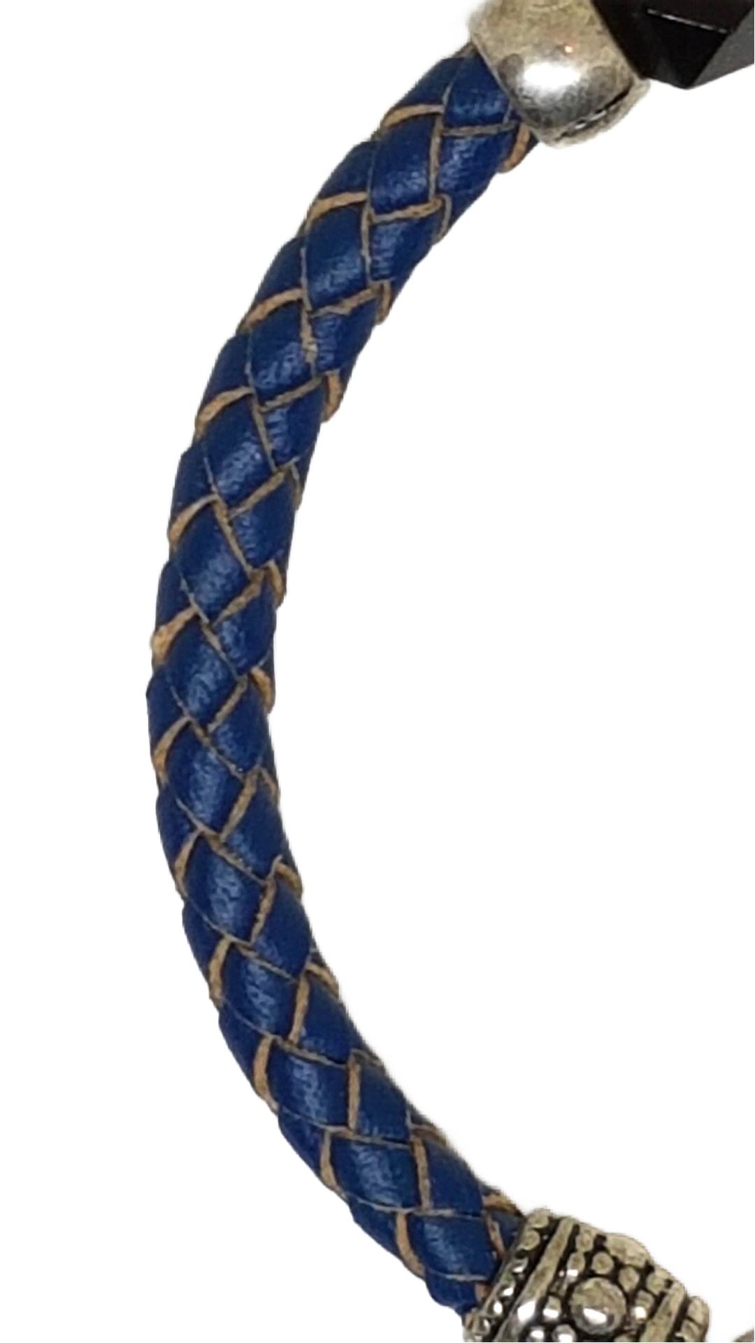 Armband aus echt Leder mit echten Onyx Steinen von Lanzarote (Handarbeit)