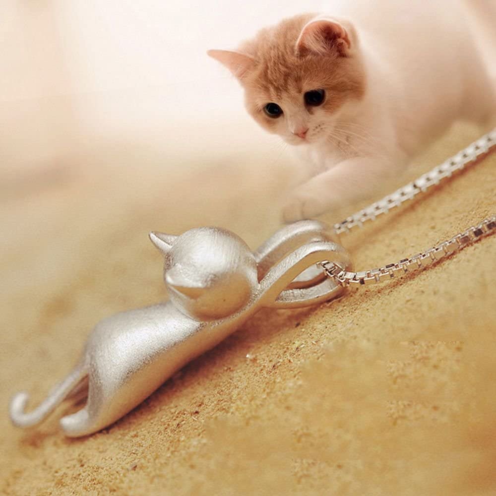 Katze Anhänger mit Kette 45cm