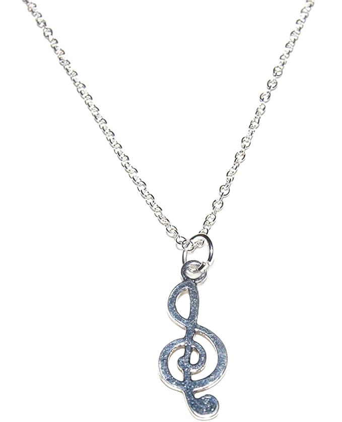Notenschlüssel / Note Anhänger mit Silber Kette 50cm