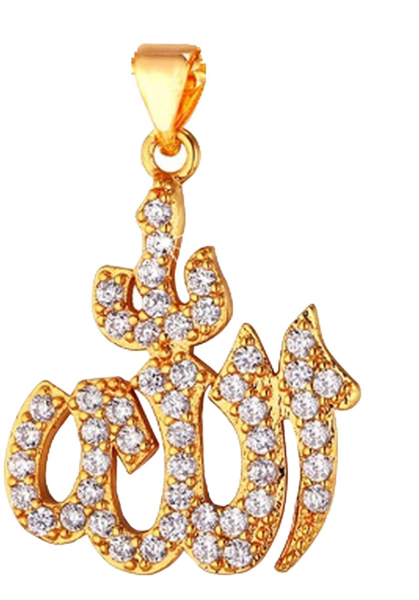 Anhänger Allah mit Kette und Zirkoniasteinen